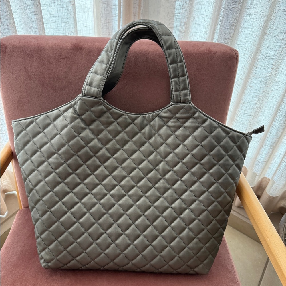 Quilted Gray Tote Bag